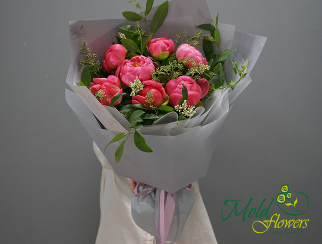 Bouquet of Coral Dutch Peonies photo